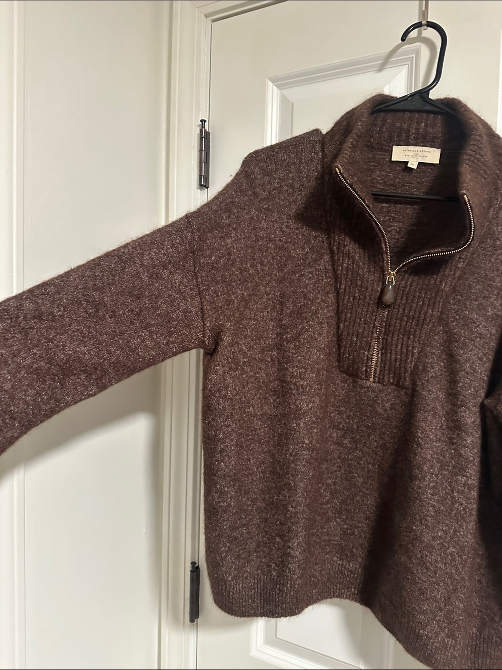 NWOT Sézane Tobias Half Zip Sweater in Dark Chocolate size M - Picture 7 of 13